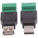 2 Pack Usb Terminal Block Adapter Usb2.0 Type A Male Female Plug To 5 Pin Conn