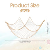 2 Pack Natural Cotton Fish Net Party Decorations Nautical Ocean Theme