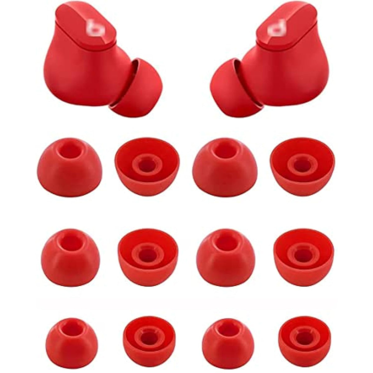 Ear Tips Compatible With Beats Studio Buds Earbuds, 6 Pairs S/M/L Sizes Soft Silicone Replacement Ear Tips Earbud Covers Eartips Compatible With Beats Studio Buds, Red 12
