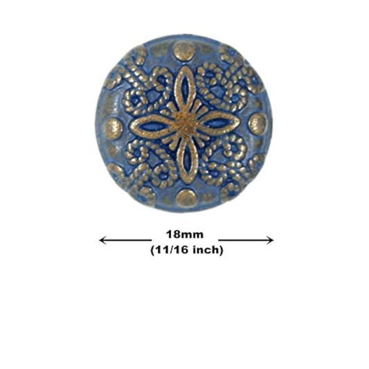 12 Pieces Flower Carvings Metal Shank Buttons. 18Mm (11/16 Inch) (Copp