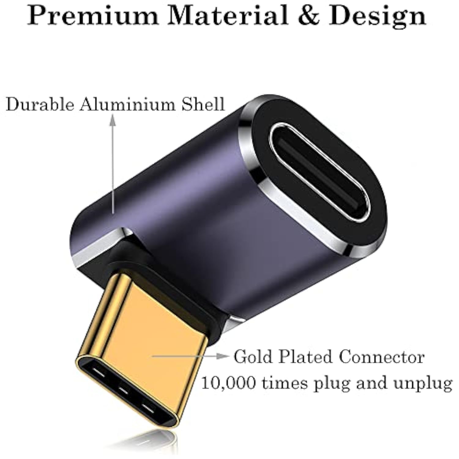 90 Degree Usb C Adapter (2 Pack), Usb C Male To Usb C Female Right Angle Conne