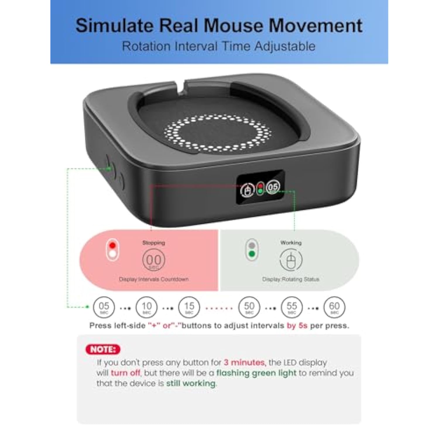 Undetectable Mouse Mover Usb Physical Mouse Jiggler Moves Mouse Randomly, Auto