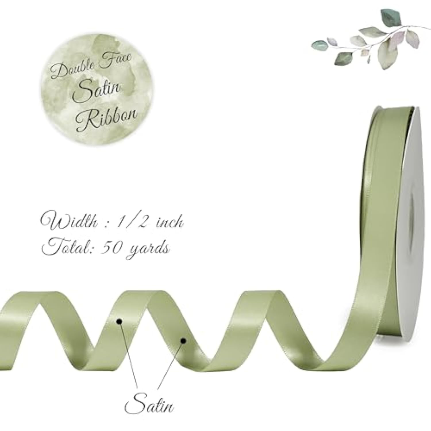 Sage Ribbon 1/2 Inch Sage Green Satin Ribbon Green Silk Ribbon For Wed