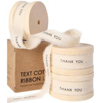 Thank You Cotton Ribbon 5/8 Inch Natural Handmade Frayed Fringe Ribbons 15 Yd For Thanksgiving Day Gift Wrapping Crafts Flower Bouquets Decor