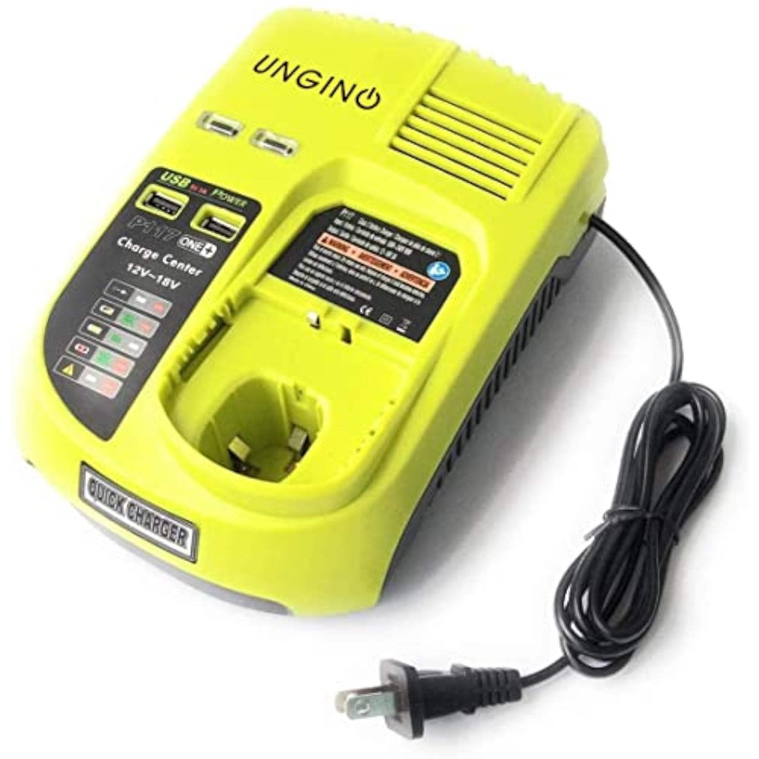 P117 12V-18V Dual Chemistry Fast Battery Charger With 3A 2Usb Ports, Compatible With Ryobi One+ Lithium-Ion Ni-Cd Ni-Mh Battery P102 P103 P104 P105 P107 P108 P190 P191 Pbp002…