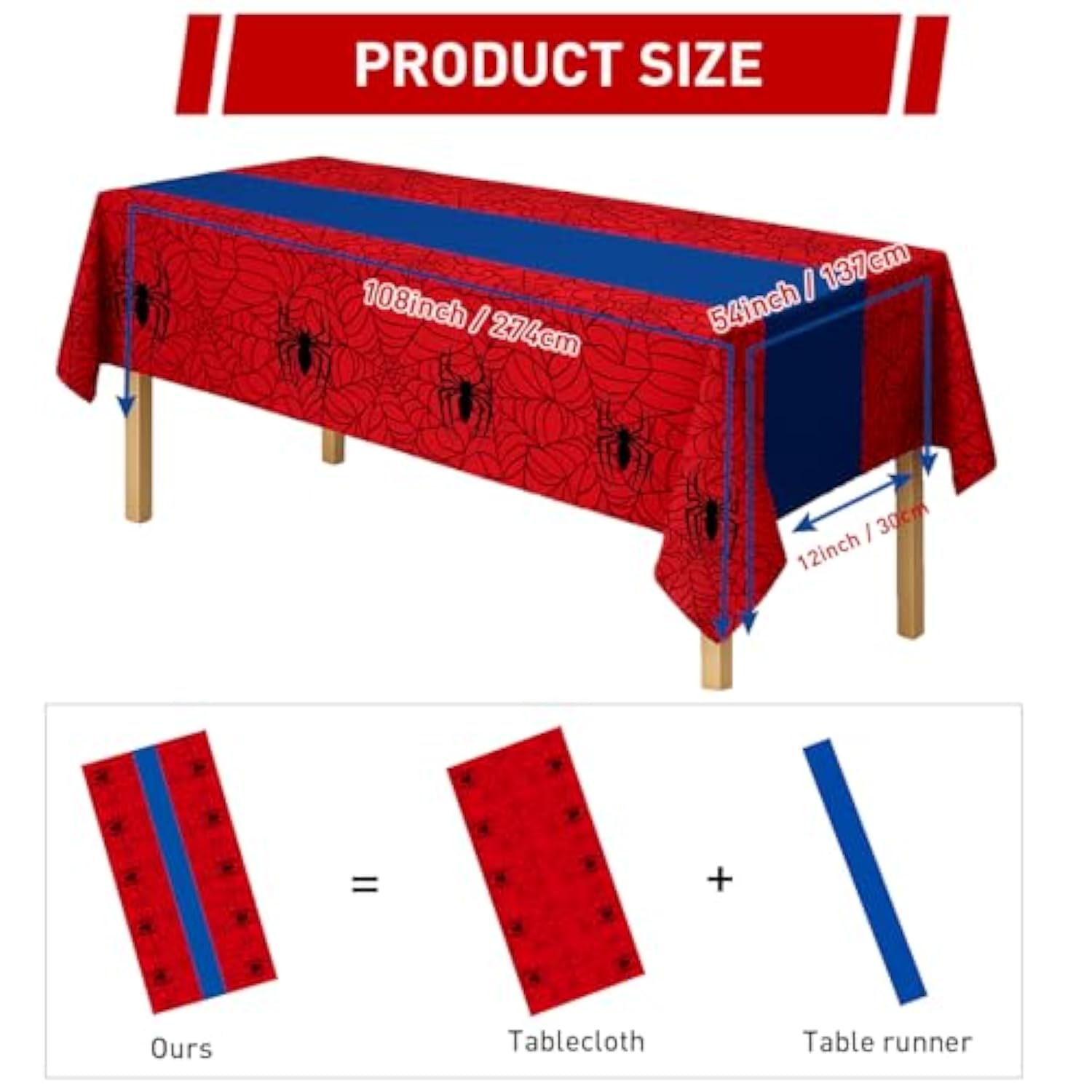 4Pcs 2In1 Spider Birthday Party Decorations Tablecloth, 54" X 108" Super Hero Table Cloth Disposable Rectangle Plastic Table Cover For Kids Baby Shower Wedding Party Supplies