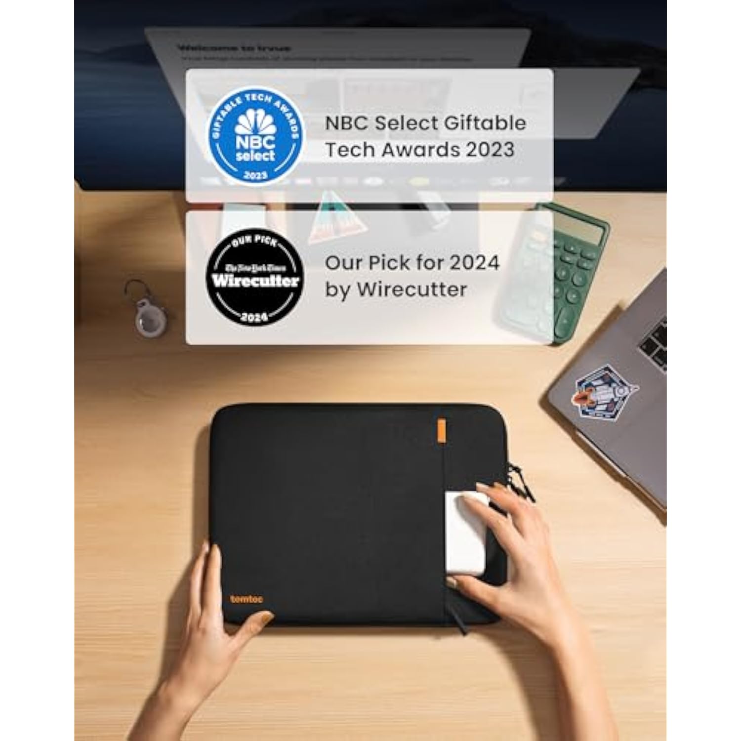 tomtoc 360 Protective Laptop Case Sleeve for 14 Inch Lenovo, HP, ASUS, Dell, Acer Laptop Notebook Ultrabook, Water-Resistant Shockproof Computer Bag with Accessory Pocket