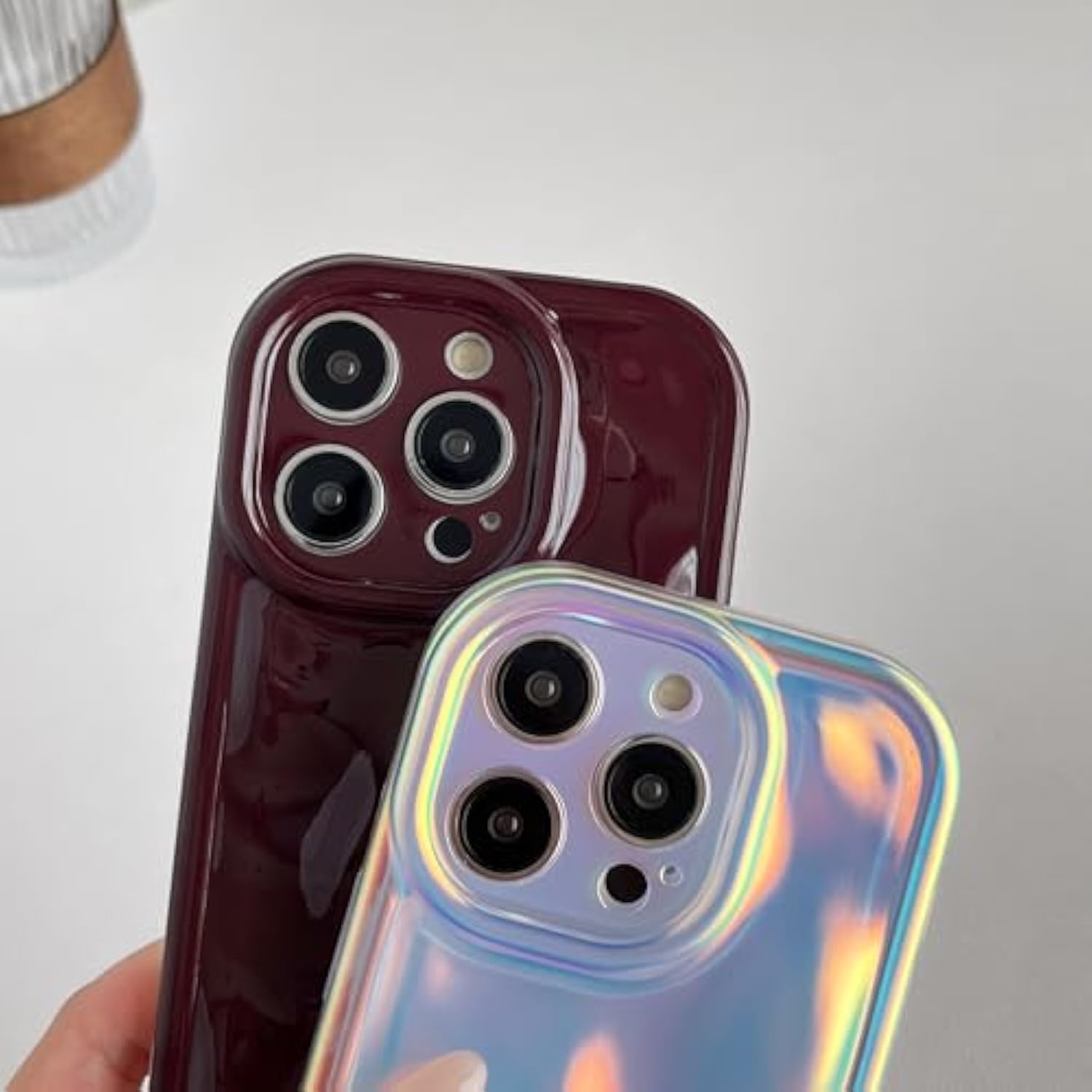 For Iphone 14 Pro Case,Water Ripple Wave Meteorite Bubble Chrome Plating Soft Phone Case (Wine Red)
