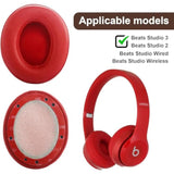 Studio 2.0 Earpads Replacement Ear Cushions Cover Compatible With Beats Studio 2 & Studio 3 Wired & Wireless Headphones Soft Protein Leather And Noise Isolation Memory Foam Ear Pads (Red)