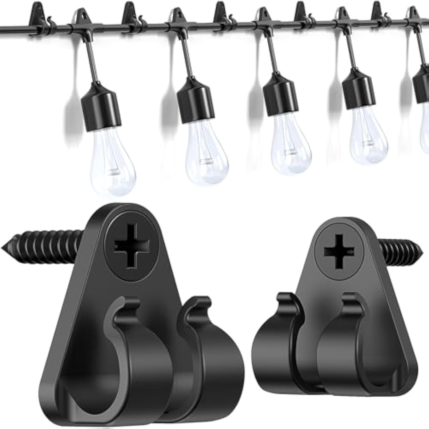 Hooks For Outdoor String Lights Clips, Christmas Light Clips Weatherproof, Lights Hanger Hooks For Hanging Christmas Light, Fairy Light, Cable, Holiday Decor - Black, 50 Pack