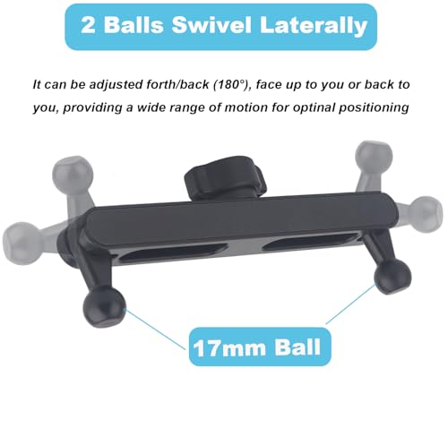 Dual 17mm Ball Mount Splitter Adapter for Phone, 17mm Ball Mount Extension 1 to 2 Joint Head Connector Base, with Ball Socket and 1/4 Thread