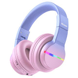 iClever BTH12 Kids Headphones, Colorful LED Lights Kids Bluetooth Headphones w