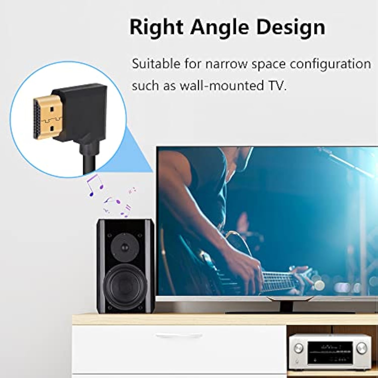 4K Hdmi Cable 1.4,90 Degrees Angle Hdmi Male To Male Cable 4K@30Hz,Gold-Plated