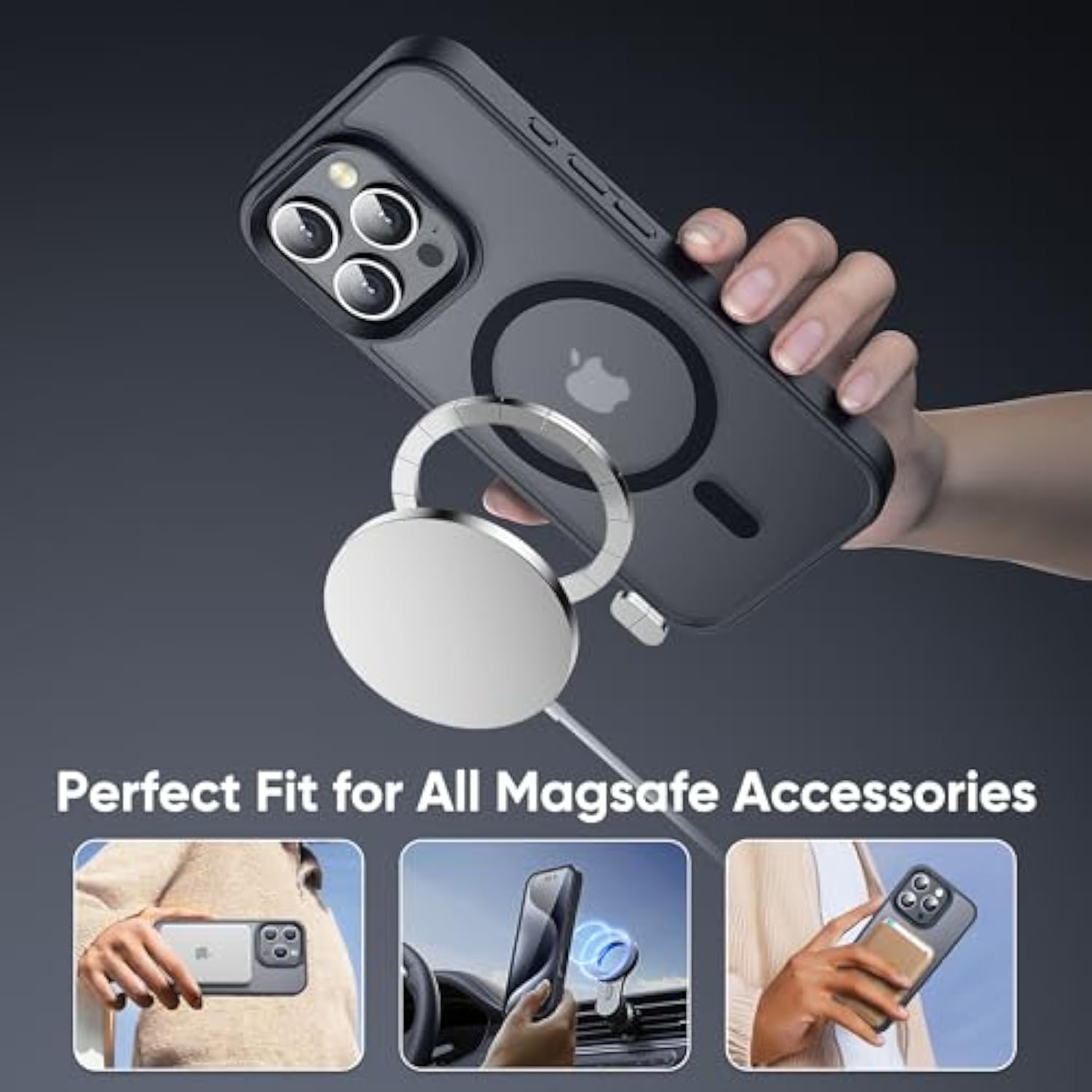Magnetic For Iphone 16 Pro Case Fits Magsafe 16Ft Drop Resistant Matte Skin Feeling Back Cover Shockproof Slim Fit For Iphone 16 Pro Phone Case 6.3 Inch?Black Titanium