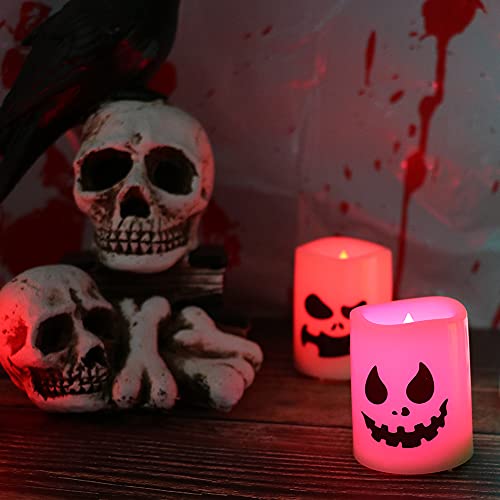 Halloween Flameless Votive Candles Color Changing with Remote Timer