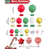 Christmas Balloons Garland Arch Kit, 133Pcs Red Green White Xmas Balloons Different Sizes 18 12 5 Inch With Candy,Cane,Star Foil Balloons For Christmas Party Decorations Indoor