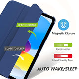 Moko Case For (A16) 11Th Generation 11 Inch 2025, 10Th Generation 10.9 Inch 2022, Slim Stand Protective Cover With Hard Pc Translucent Back Shell Cover, Support Touch Id, Navy Blue