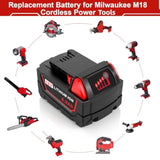 Replacement For 18V M18 Battery Compatible With Milwaukee M18 Battery 18V 6.0Ah 48-11-1850 48-11-1840 48-11-1890 48-11-1815 M18 M18B Cordless Power Tools Lithium-Ion Battery