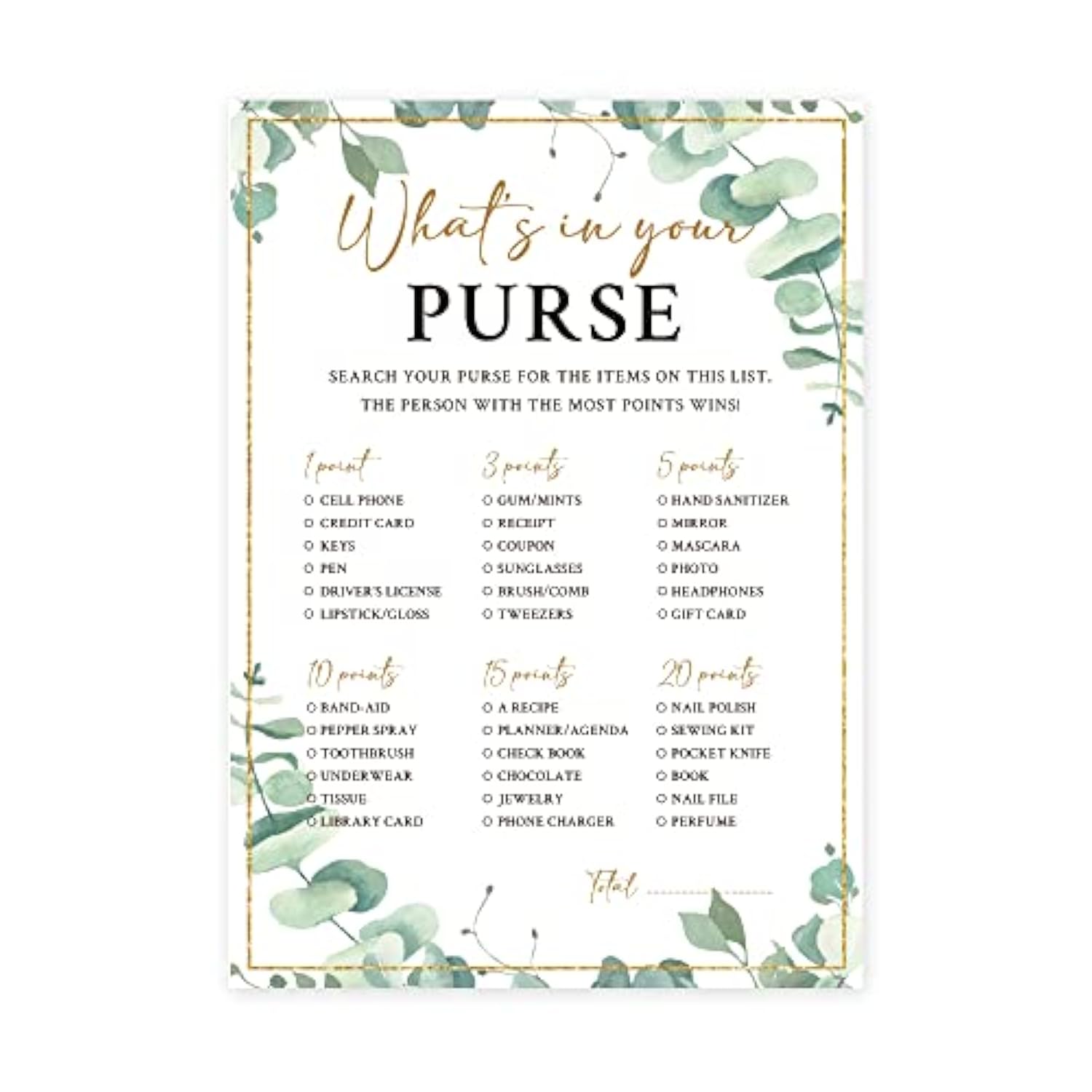 What'S In Your Purse Game For Bridal Shower Jungle Bridal Shower Party Supplies Bridal Shower Games Card Wedding Party Games Engagement Party Cards - Set Of 30