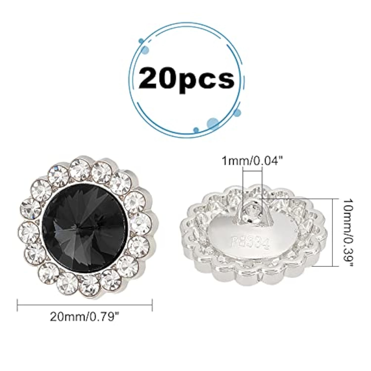 20 Pcs Shank Buttons, 20 Mm Alloy Rhinestone Buttons For Sewing, Vinta