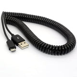 Coiled Usb To Micro Usb Cable Spring Spiral Usb 2.0 Male To Micro B Male Conne