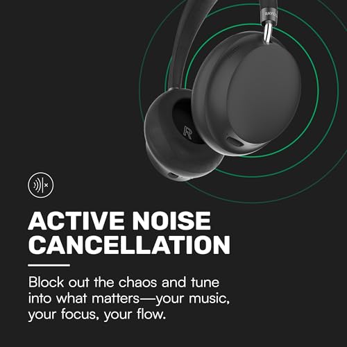 Essential Bluetooth Headphones - Over The Ear, Active Noise Cancelling Wireless Headphones + Awareness Mode, Bluetooth Headset with Mic, 50 Hours of