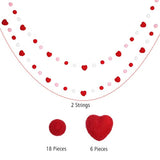 2 Pieces Valentine'S Day Felt Garlands Colorful Ball And Heart Hanging