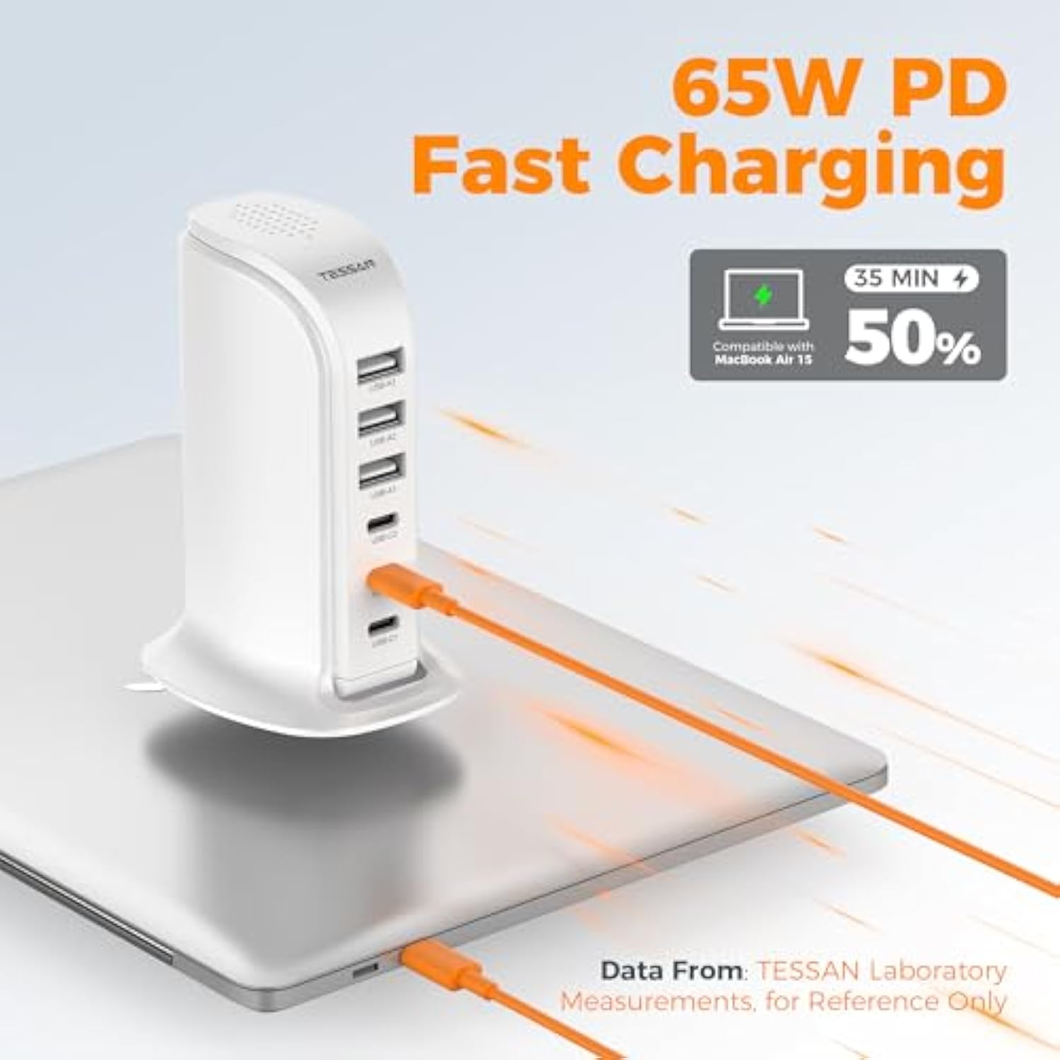 65W Usb Charging Station For Multiple Devices, Usb C Charger Block For Iphone13/14/15, Tablet, Earphone With 6 Ports For Home Office Travel Accessories