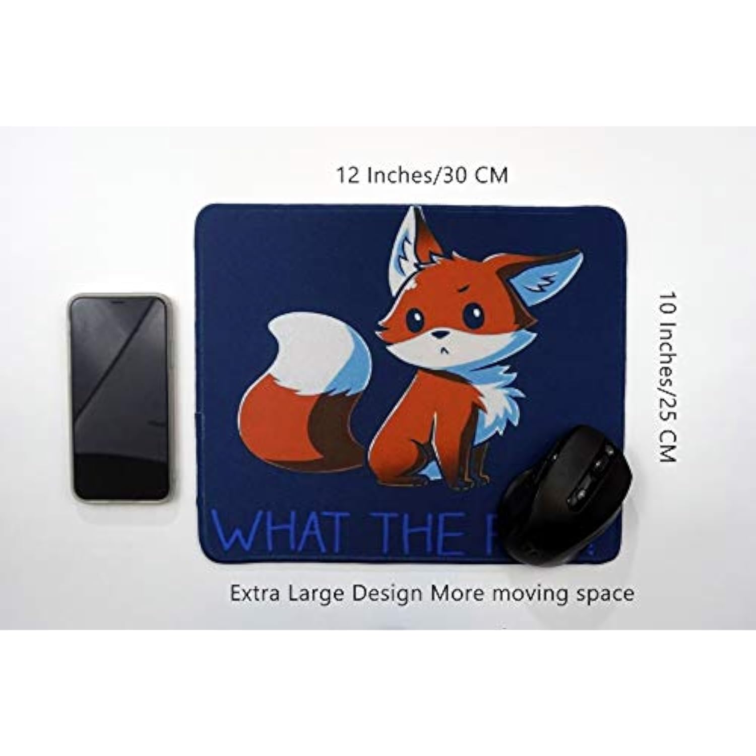 Fox Large Mouse Pad Funny Cute 12X10 Inches Table Mat For Gaming Office What The Fox