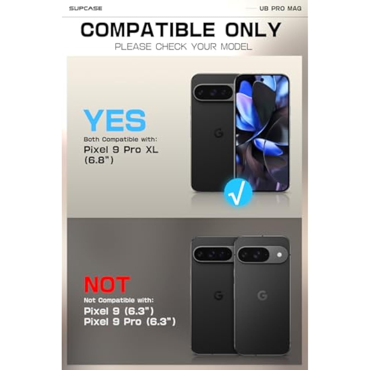 Pixel 9 Pro XL Case with Stand, MagSafe, Screen Protector, Belt Clip - Black