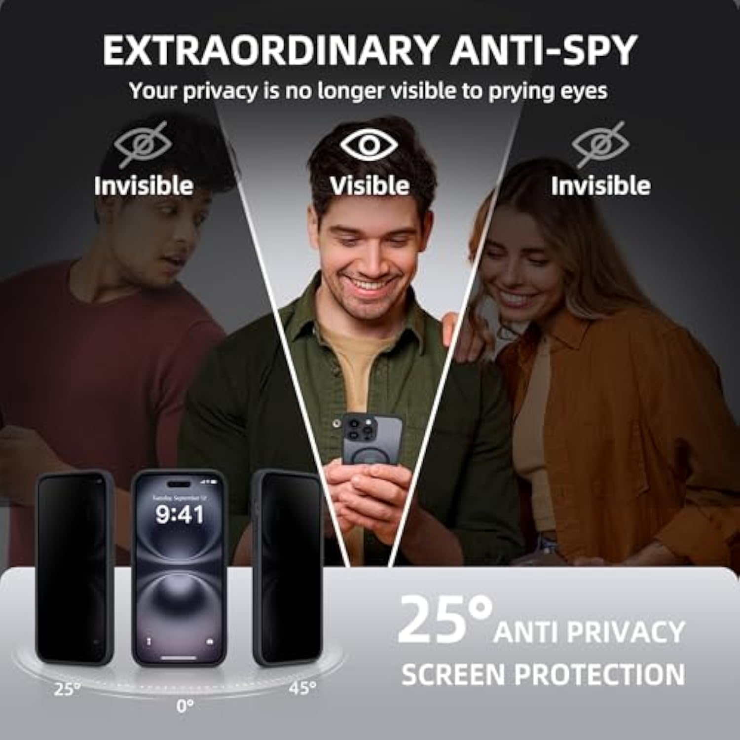 Magnetic For Iphone 14 Pro Max Case, Compatible With Magsafe,[Full Camera Protection][Privacy Screen Protector]Non-Slip Translucent Shockproof Phone Cover For Iphone 14 Promax (Matte Black)