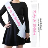 ‘It'S My 21St Birthday' Sash White With Glitter Pink Letters-21St Birthday Sash For Girls Funny Birthday Party Favors Supplies