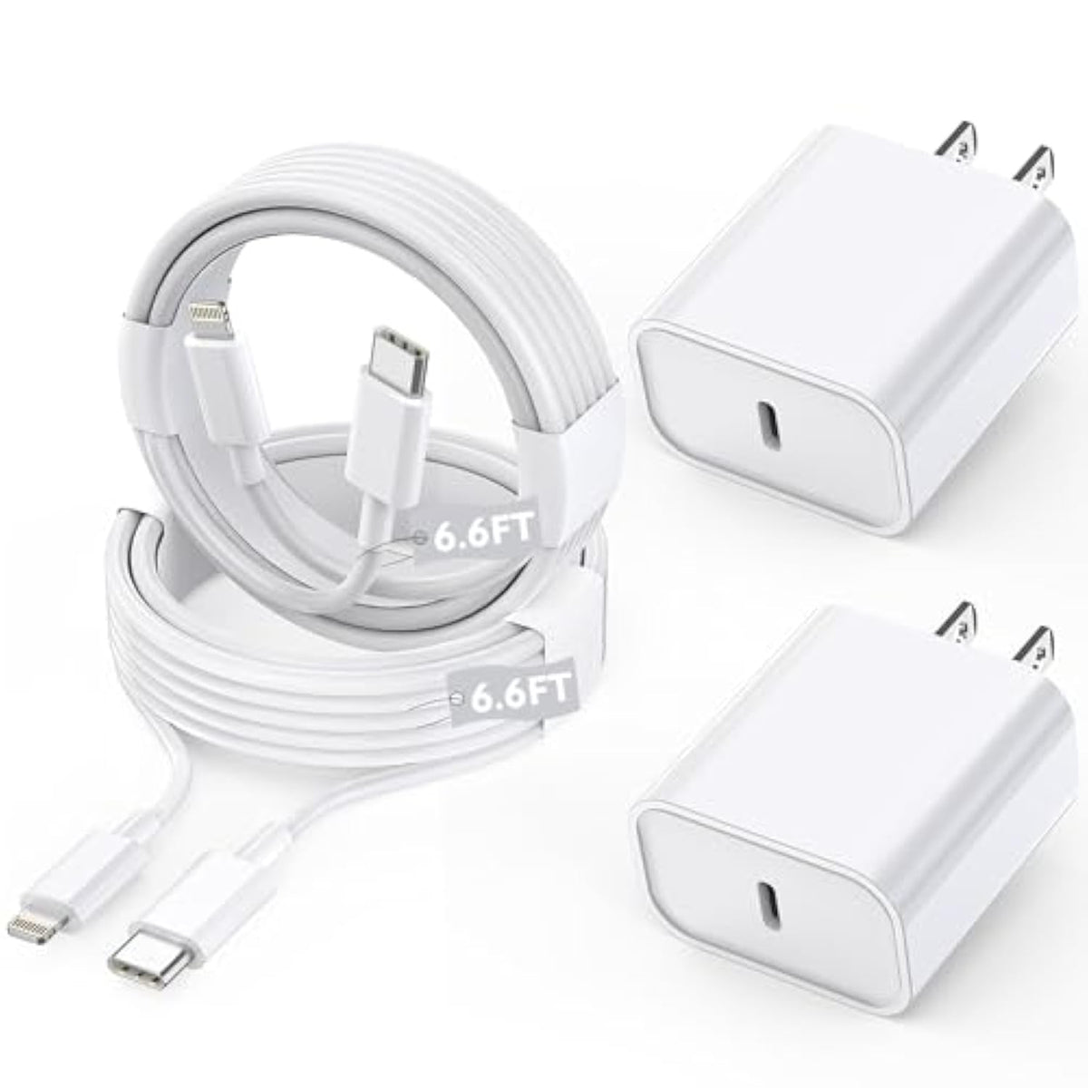 Long Apple Iphone Fast Charger,Fast Charging Iphone 2Pack Pd Type C Wall Charger Fast Charging Apple Adapter 6.6Ft Usb-C To Lightning Cable Apple Chargers For Iphone 14/13/12/Pro/Max/11/Xr/X/8/Se/Ipad