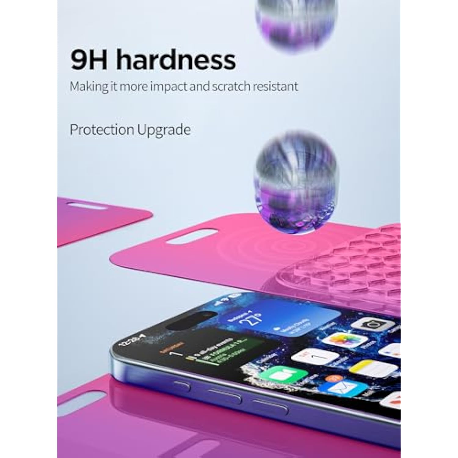 Compatible For Iphone 16 Pro Max Privacy Screen Protector Tempered Glass 6.9 Inch, Pink Gradient Anti Spy Anti Blue Light Hd Easy Installation