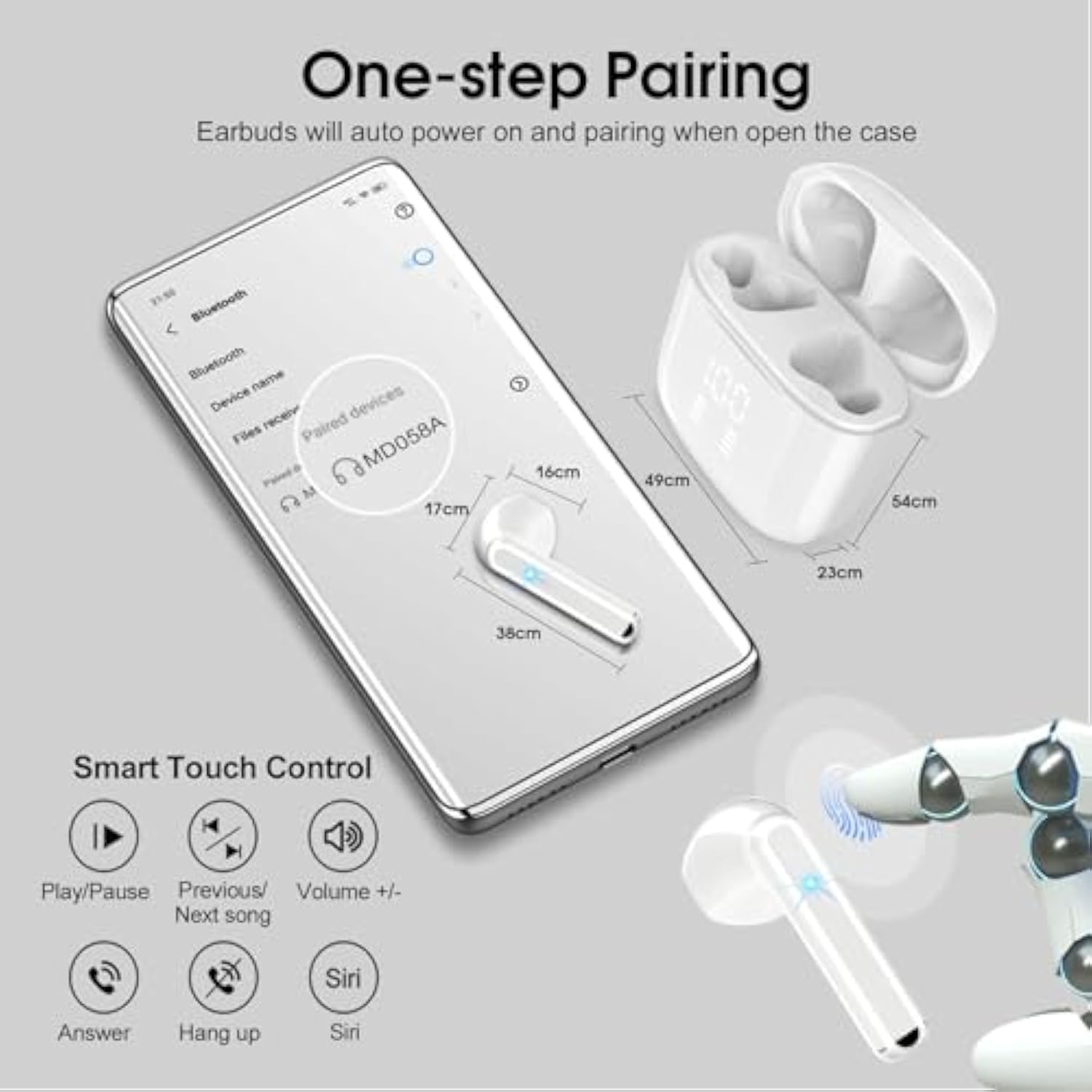 Wireless Earbuds, Bluetooth 5.3 Headphones With 4-Mics Enc Clear Call, Bluetoo