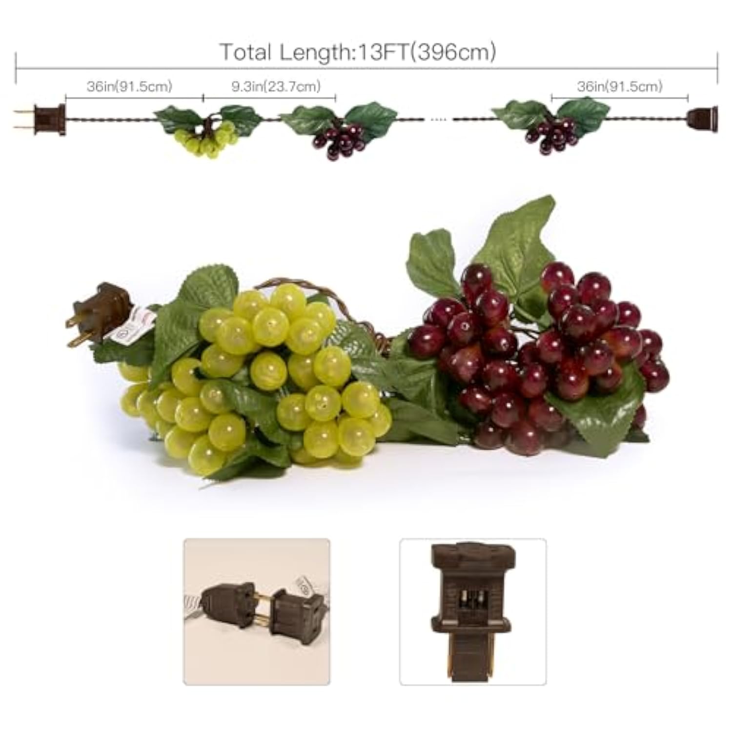 Grape Vine String Lights, 100 Led Grape Lights, Fruit String Lights For Kitchen, Wine Cabinet, Home Decoration, 10 Clust