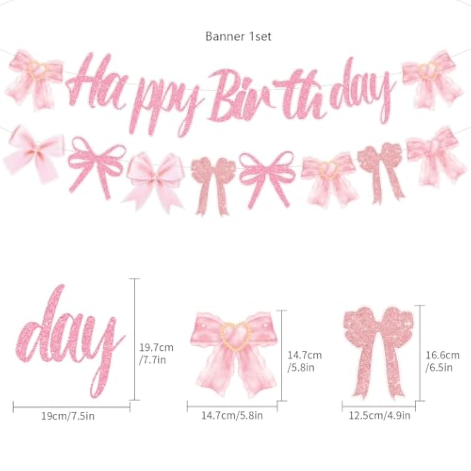 Pink Bow Birthday Party Decorations , Bow Theme Pink Coquette Birthday Decorations Bow Banner And Balloons For Girls' Party Baby Shower Bachelorette Party