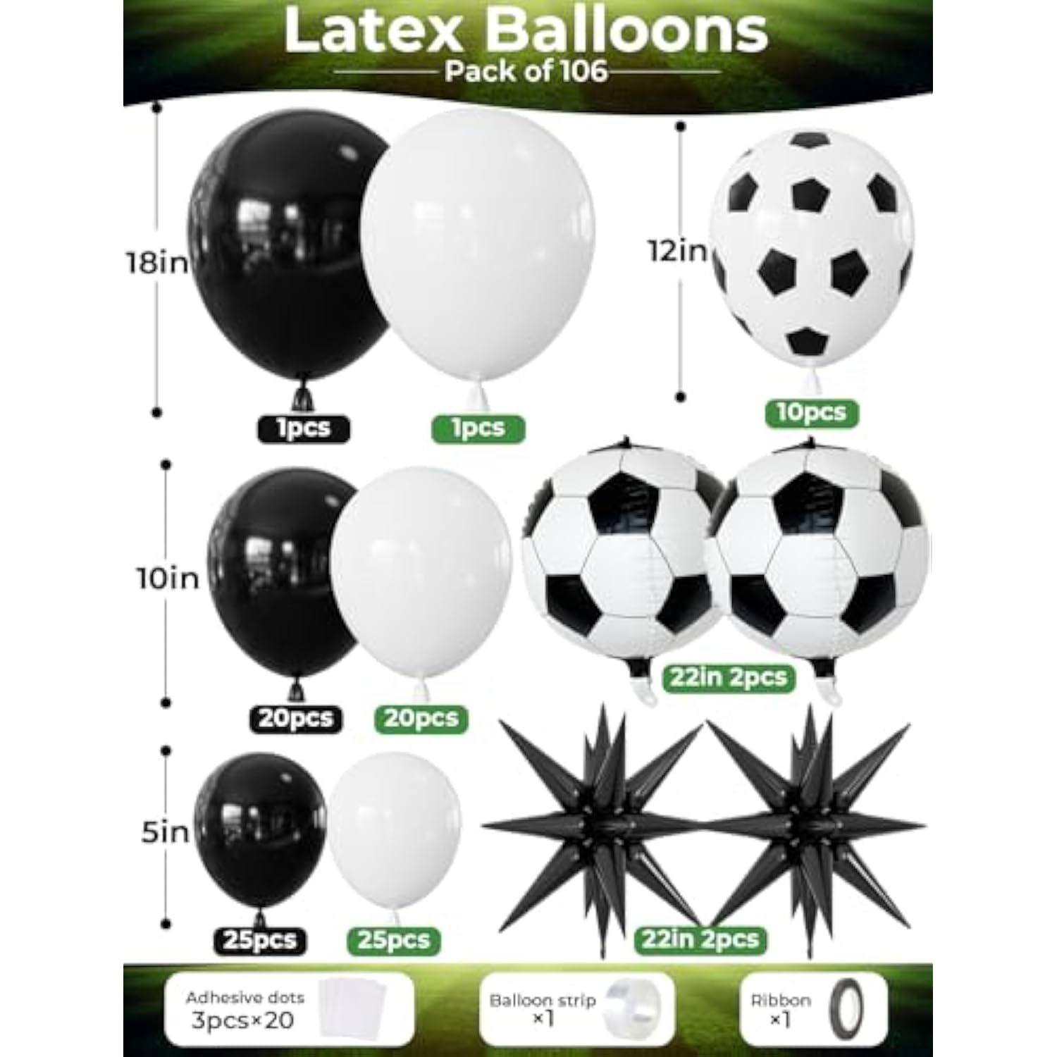 Soccer Balloon Garland Arch Kit - Black And White Football Print Balloons Arch Kit With Foil Football Starburst Balloon For Sports Fan, Birthday Party, Baby Shower, Soccer Theme Party Decorations