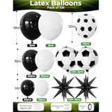 Soccer Balloon Garland Arch Kit - Black And White Football Print Balloons Arch Kit With Foil Football Starburst Balloon For Sports Fan, Birthday Party, Baby Shower, Soccer Theme Party Decorations