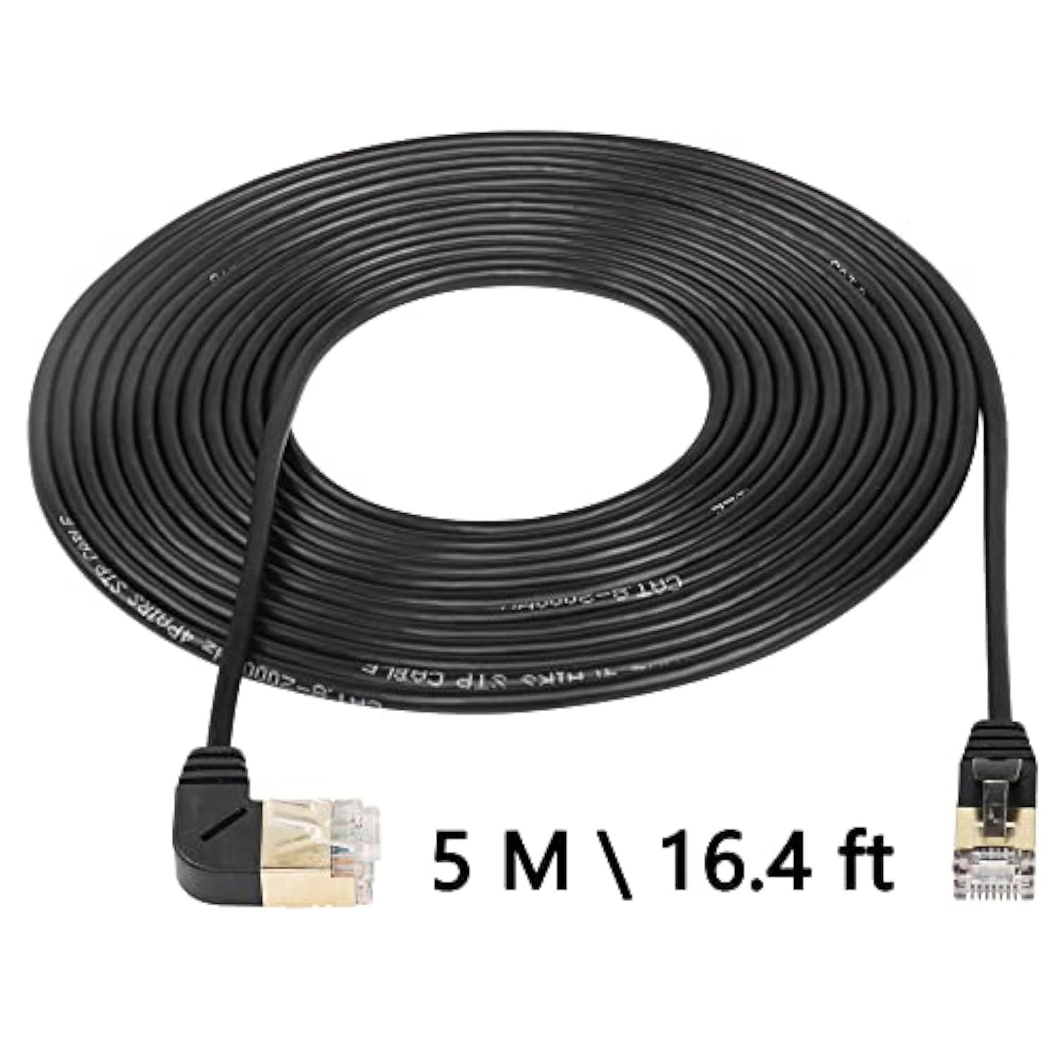 16.4Ft 90 Degree Left Angle Cat8 Ethernet Cable, High Speed 40Gbps 2000Mhz Net