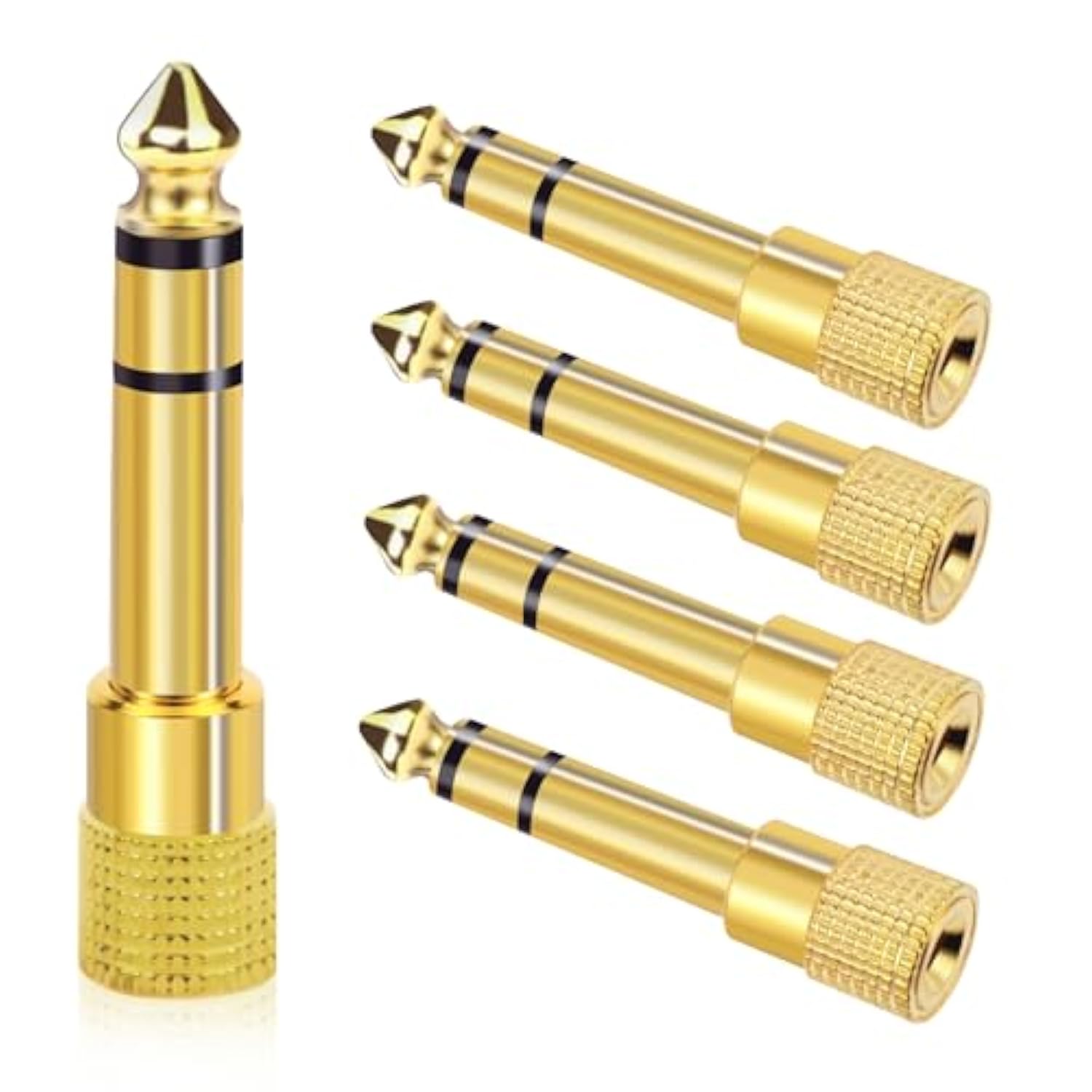 5-Pack 3.5Mm To 1/4" Adapter, Gold Plated Headphone Jack Adapters, 1/4" To 3.5Mm Adapter, Stereo Audio Headphone Adapters For Aux Cable, Headphones, Piano, Drums, Guitar Amplifier