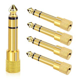 5-Pack 3.5Mm To 1/4" Adapter, Gold Plated Headphone Jack Adapters, 1/4" To 3.5Mm Adapter, Stereo Audio Headphone Adapters For Aux Cable, Headphones, Piano, Drums, Guitar Amplifier