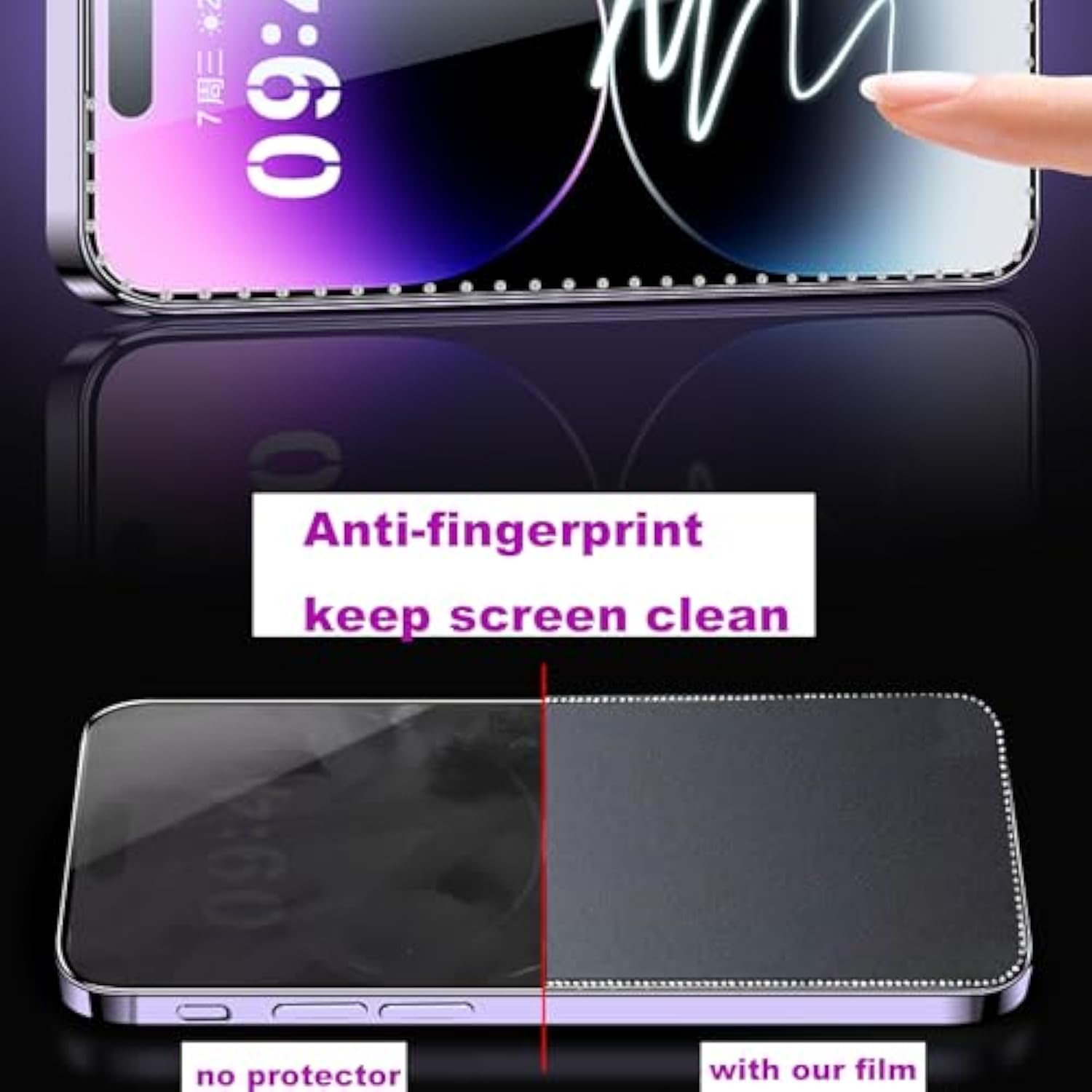 2Pcs Glitter Privacy Matte Screen Protector Suit For Iphone 13 Pro Max/Iphone 14 Plus,Diamond Anti-Spy Bling Shiny Sparkling Tempered Glass Suit For Iphone 13 Pro Max/Iphone 14 Plus 6.7Inch