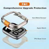 Metal Bumper Cover Compatible With Apple Watch Series 10 Case 46Mm, [Turn 46Mm Into Ultra Look] Rugged Shockproof Protector With Back Frame For Iwatch 46Mm, Titanium