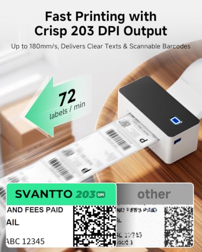 Bluetooth Thermal Label Printer 4X6, Compatible With Windows/Mac/Android/Ios, High-Speed 4X6 Label Printer For Usps, Ups, Ebay, Etsy, Shopify, Poshmark, Inkless Printing