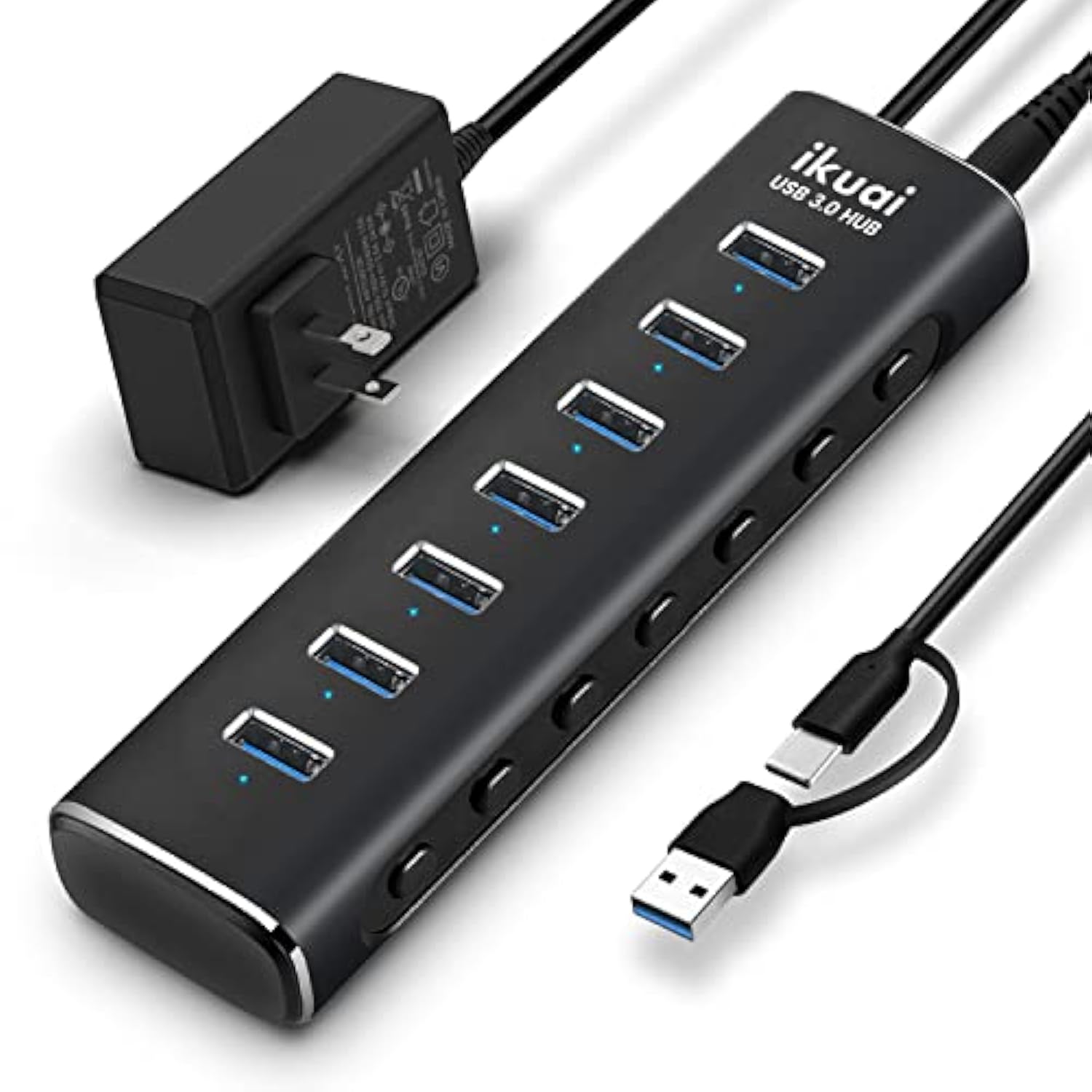 Powered Usb Hub 3.0 Aluminum 10 Port Usb 3.0 Data Hub Splitter With 12V/3A 36W