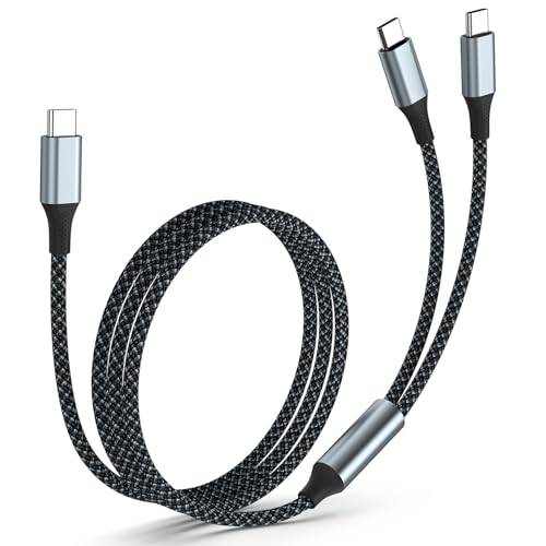 2 in 1 USB C to Dual USB C Charging & Data Cable 5FT 100W Max, 2 in 1 USB C Fast Charging Data Cable for iPhone 17/17Pro Max/16/15 Series, MacBook