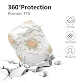 Compatible With Airpods Case Cover, Soft Tpu Case With Cute Flower Pattern For Airpods 2&1 Generation Case With Flower Keychain And Carabiner For Girls Women (White)