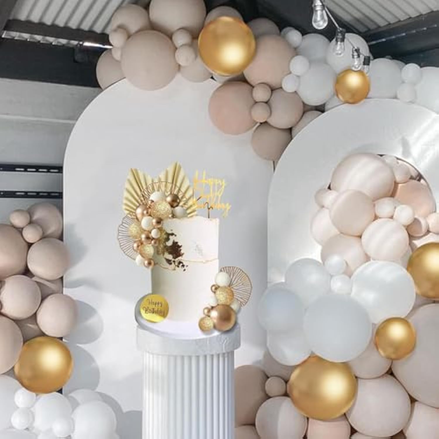 White Gold Cake Toppers for Birthday, Wedding, Baby Shower Decorations