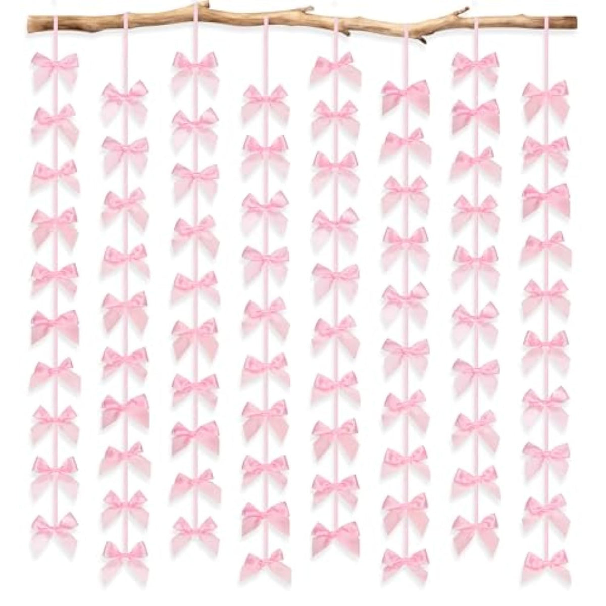 Pink Bow Garland, 8Pcs Satin Ribbon Bow Hanging Banners, Pink Bow Decor For Coquette Birthday Girls Bow Theme Birthday Party Baby Shower Bridal Shower Bachelorette Party Supplies